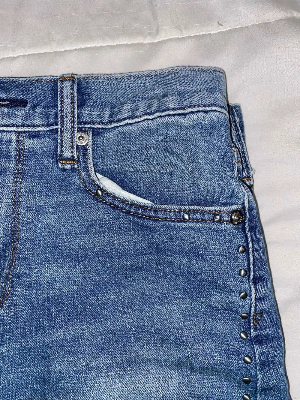 GAP Light Blue Denim Mini Skirt with Side Studs